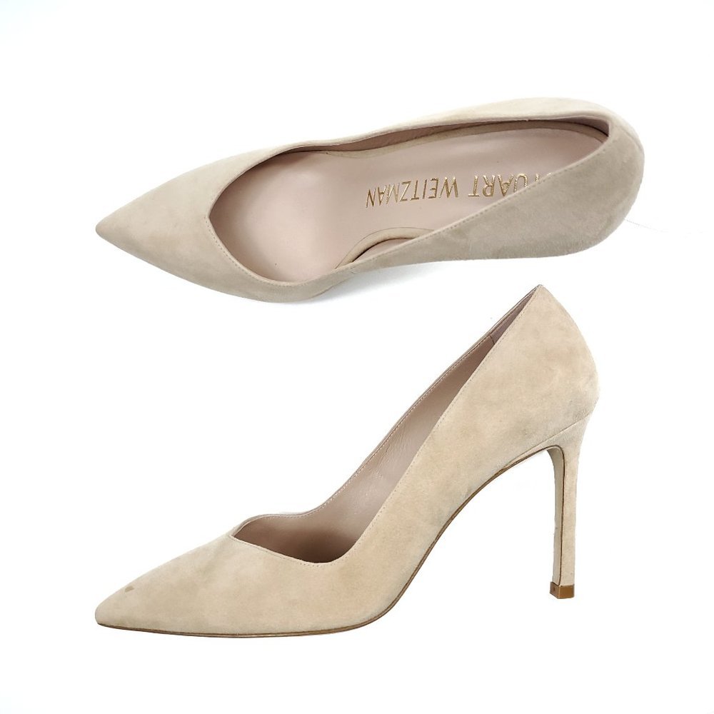 Stuart Weitzman Adobe Beige Suede Point Anny Pumps